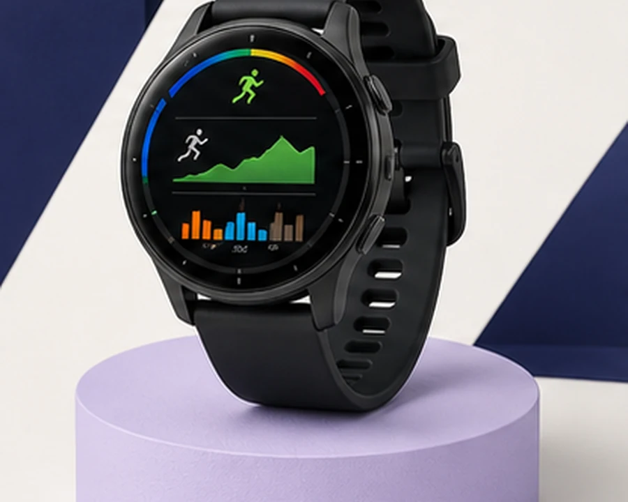 Original editorial illustration representing Garmin Forerunner 165